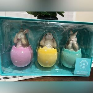 Martha Stewart Set of 3 Bunny Figurines in Colorful Egg Shells